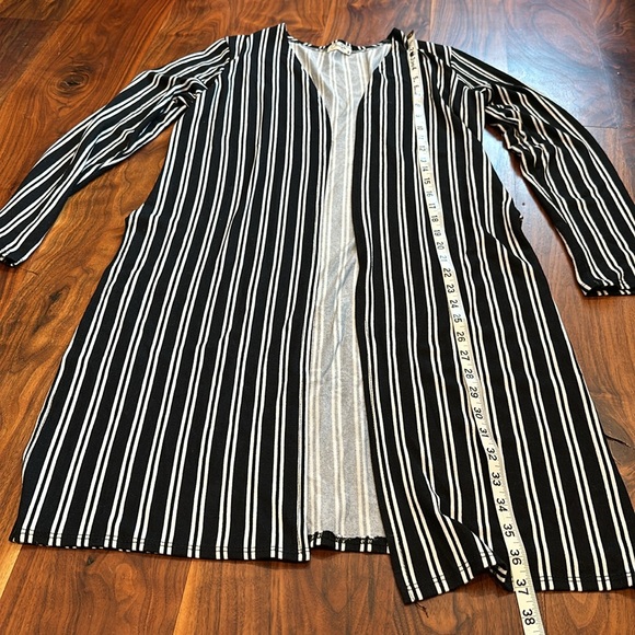 Olivia Rae Striped Long Line Open Front Cardigan Duster Size Large - Picture 5 of 5